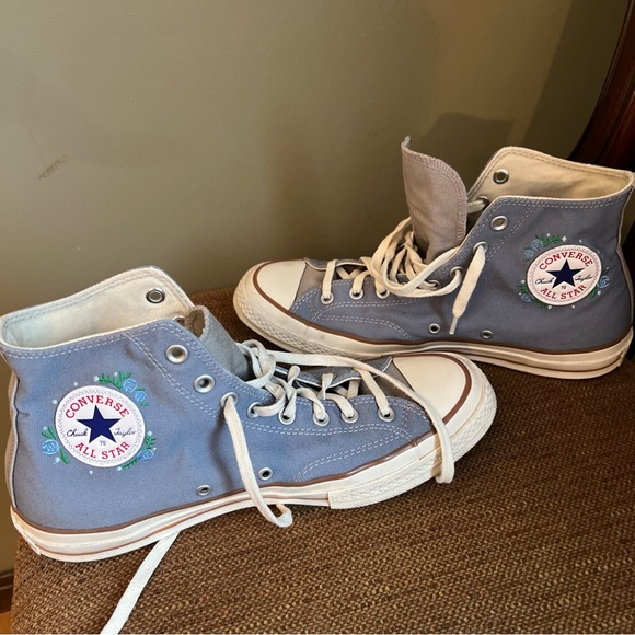 Women's CONVERSE All Star Chuck Taylor HI-TOP Blue Jean Denim Sneakers 12.5 - Picture 2 of 9